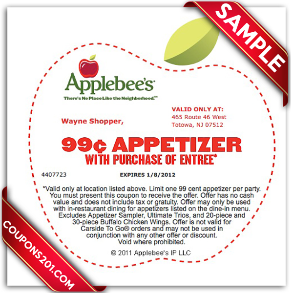 Applebees – Free Printable Coupons