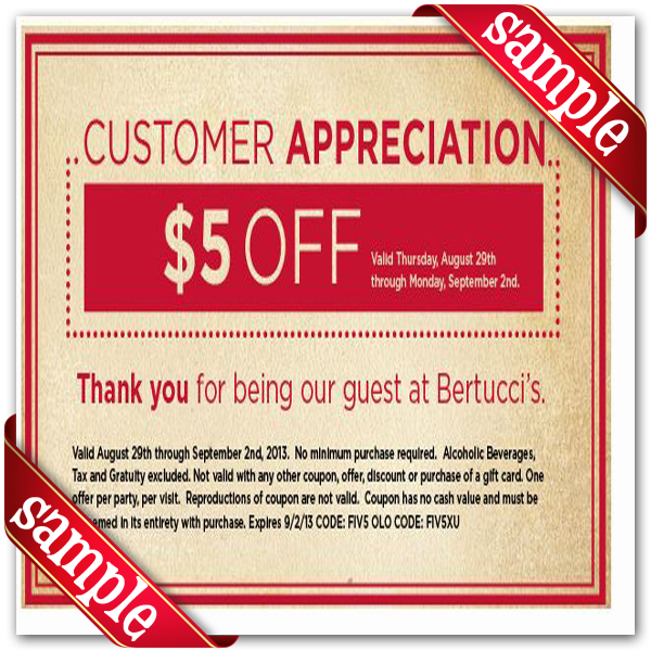 Bertuccis Free Printable Coupons