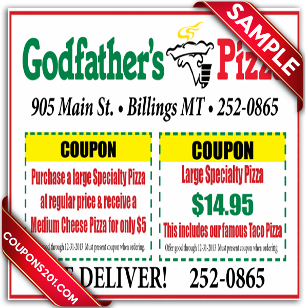 Godfather's pizza Printable Coupon December 2016