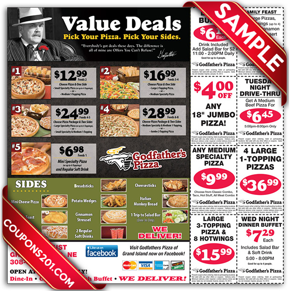 Godfather's pizza Printable Coupon December 2016