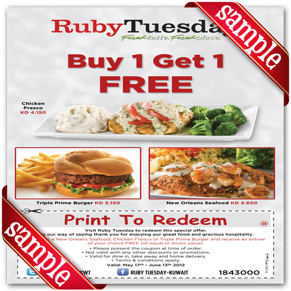 Ruby Tuesdays Free Printable Coupons