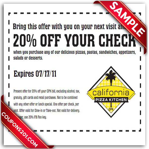 California Pizza Kitchen Free Printable Coupons