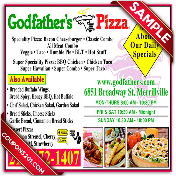 Godfather's pizza Printable Coupon December 2016