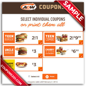 A&W coupons free