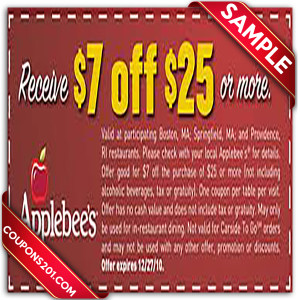 Applebees printable coupon