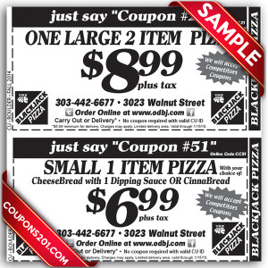 BlackJack Pizza free coupon