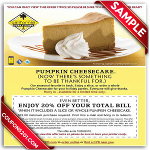 California Pizza Kitchen coupons