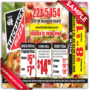 Free printable coupon BlackJack Pizza