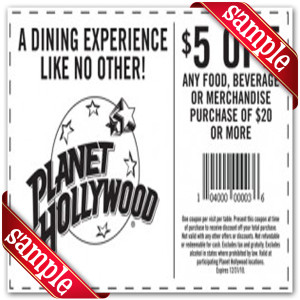 Planet Hollywood Online Coupons