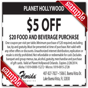 Printable Planet Hollywood Coupons