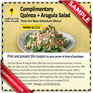 coupons California Pizza Kitchen
