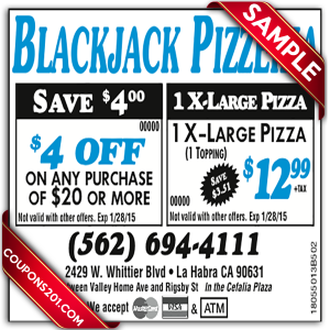 free BlackJack Pizza coupon